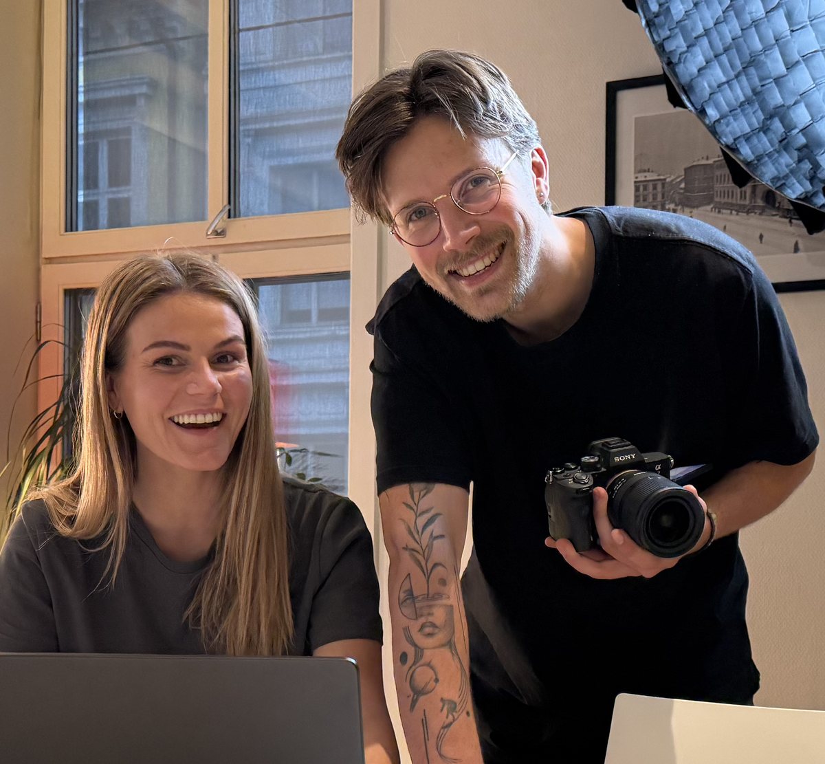 Marte Bjørgo Heitmann and Brage Fæhn Bakke in the studio